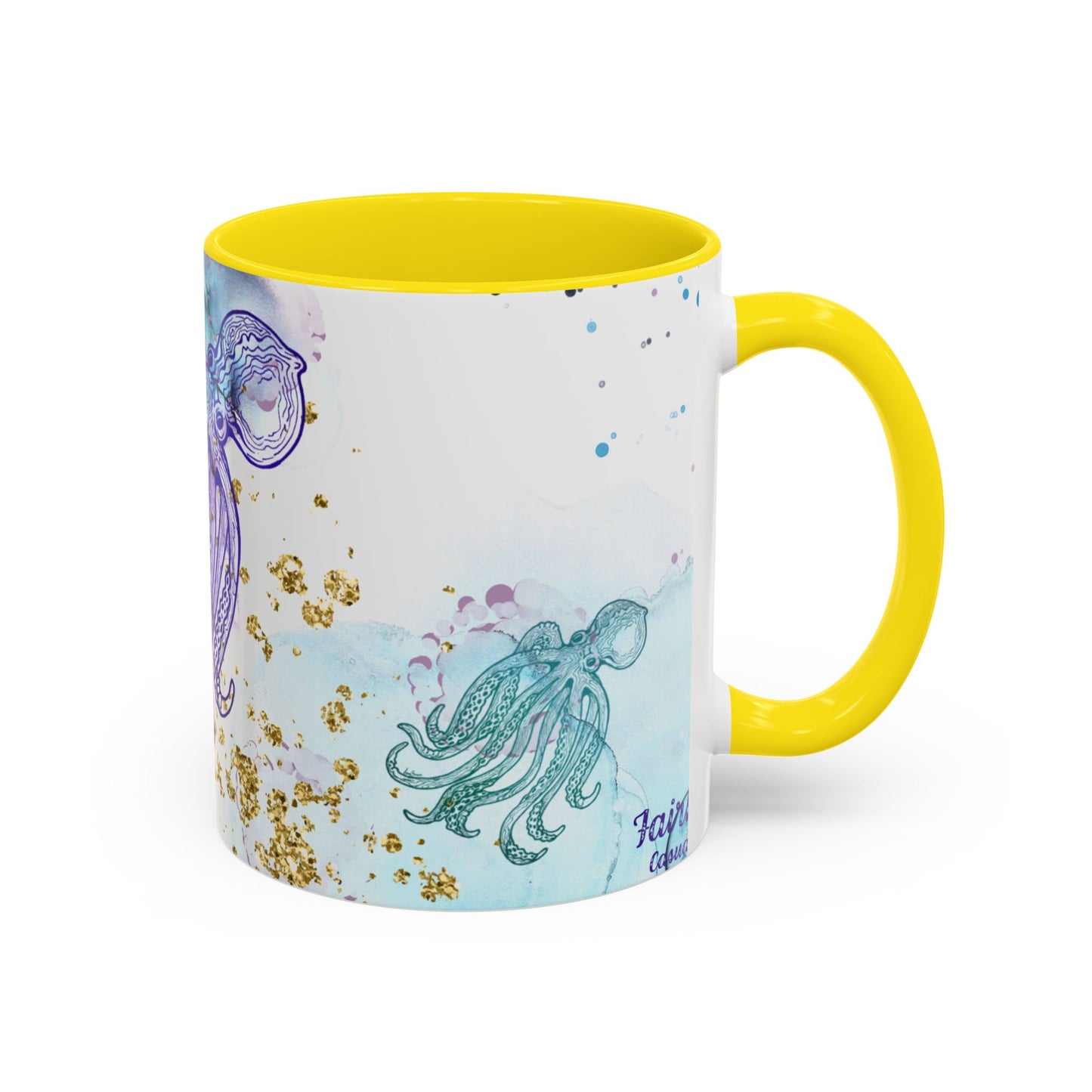 Octopus Watercolor Coffee Mug — Ocean Jellyfish Art Accent Mug (11/15oz)