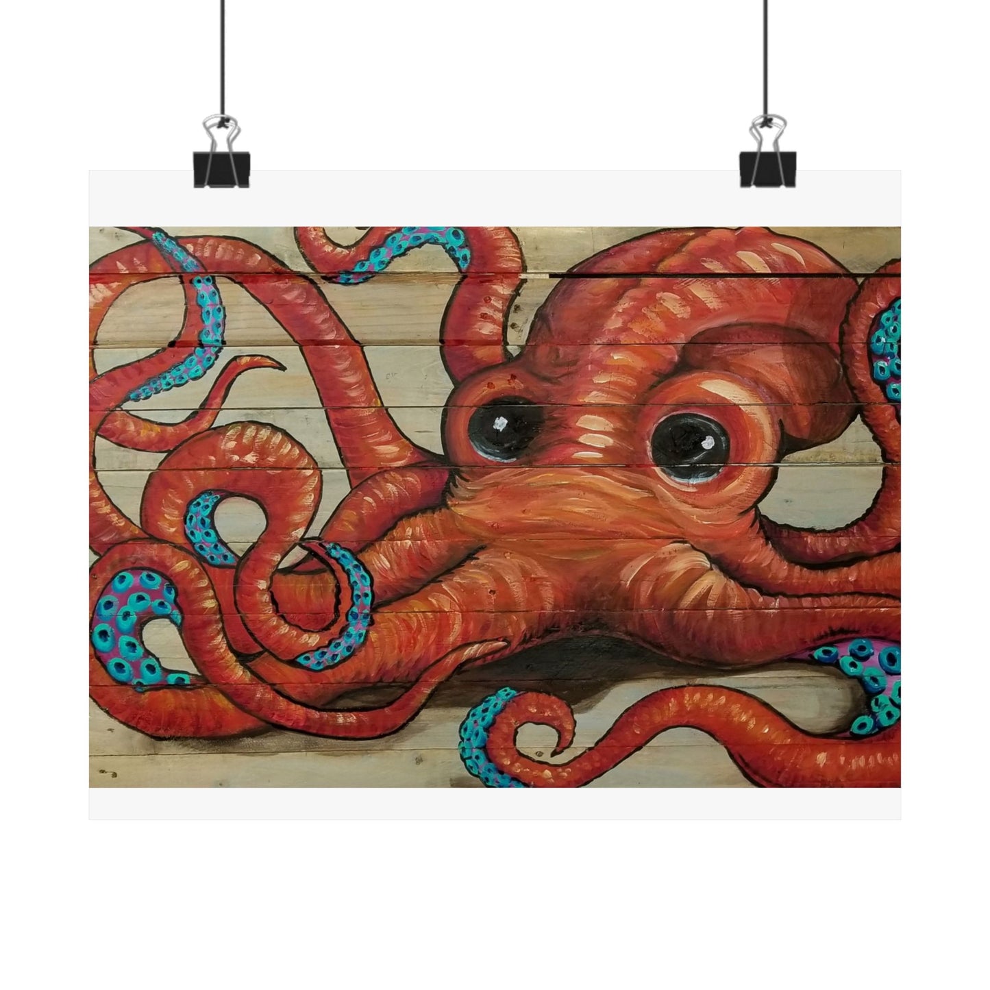 Octopus Wall Art Poster — Matte Horizontal Nautical Print