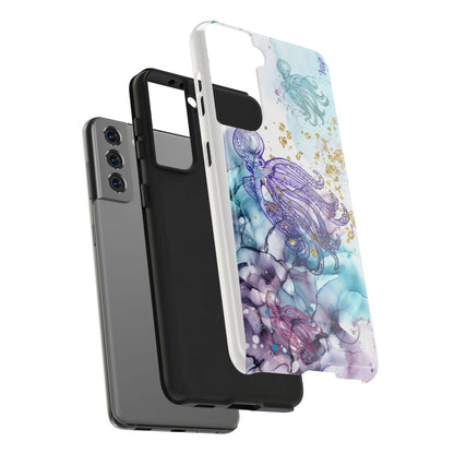 Octopus Art Tough Phone Case — Purple Nautical Sea Creature Design