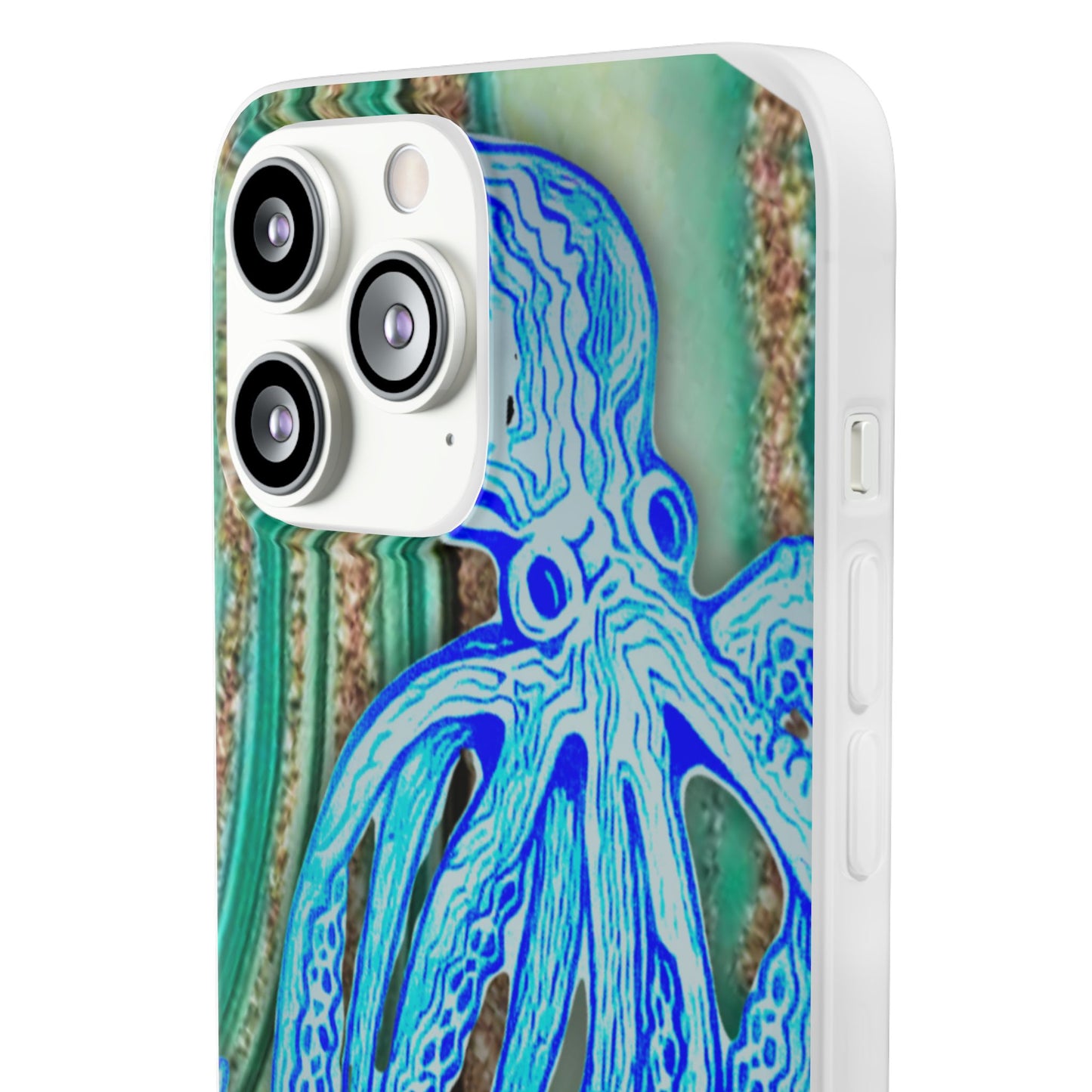Octopus Seafoam Phone Case — Artistic Blue Octopus Flexible Protective Cover