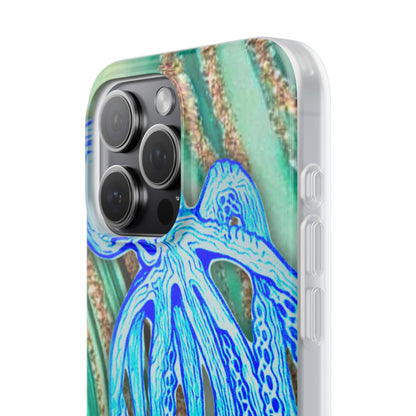 Octopus Seafoam Phone Case — Artistic Blue Octopus Flexible Protective Cover
