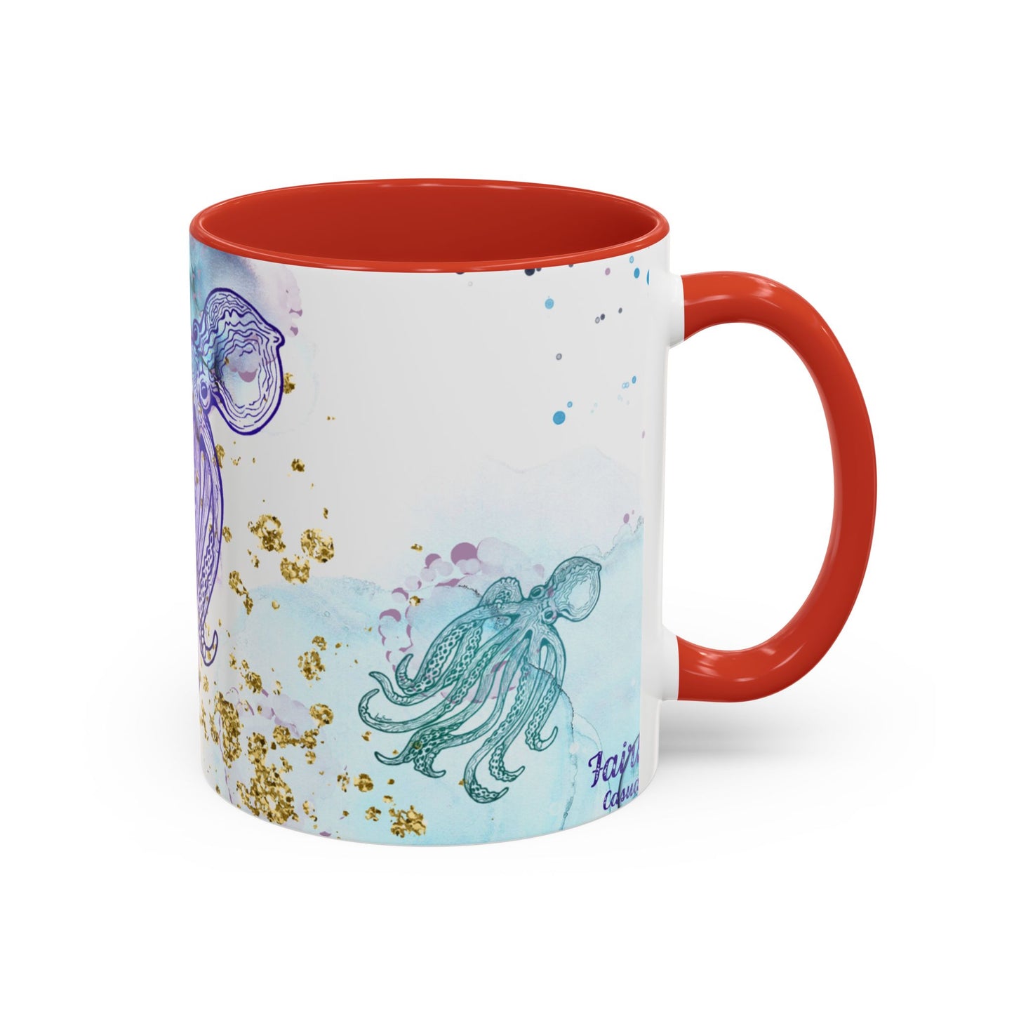 Octopus Watercolor Coffee Mug — Ocean Jellyfish Art Accent Mug (11/15oz)