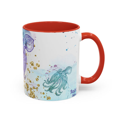 Octopus Watercolor Coffee Mug — Ocean Jellyfish Art Accent Mug (11/15oz)