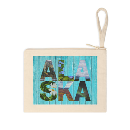 Alaska Floral Coastal Zipper Pouch — Canvas Accessory Bag