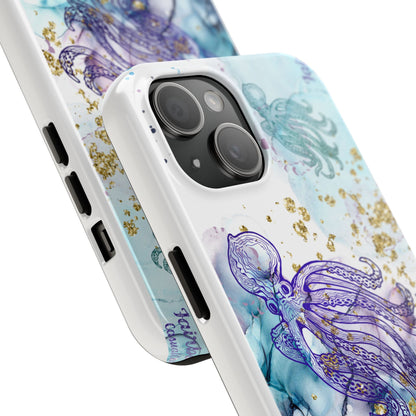 Octopus Art Tough Phone Case — Purple Nautical Sea Creature Design