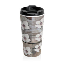 Floral Dogwood Stainless Steel Travel Mug — Rustic Spring Blossom Tumbler