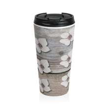 Floral Dogwood Stainless Steel Travel Mug — Rustic Spring Blossom Tumbler