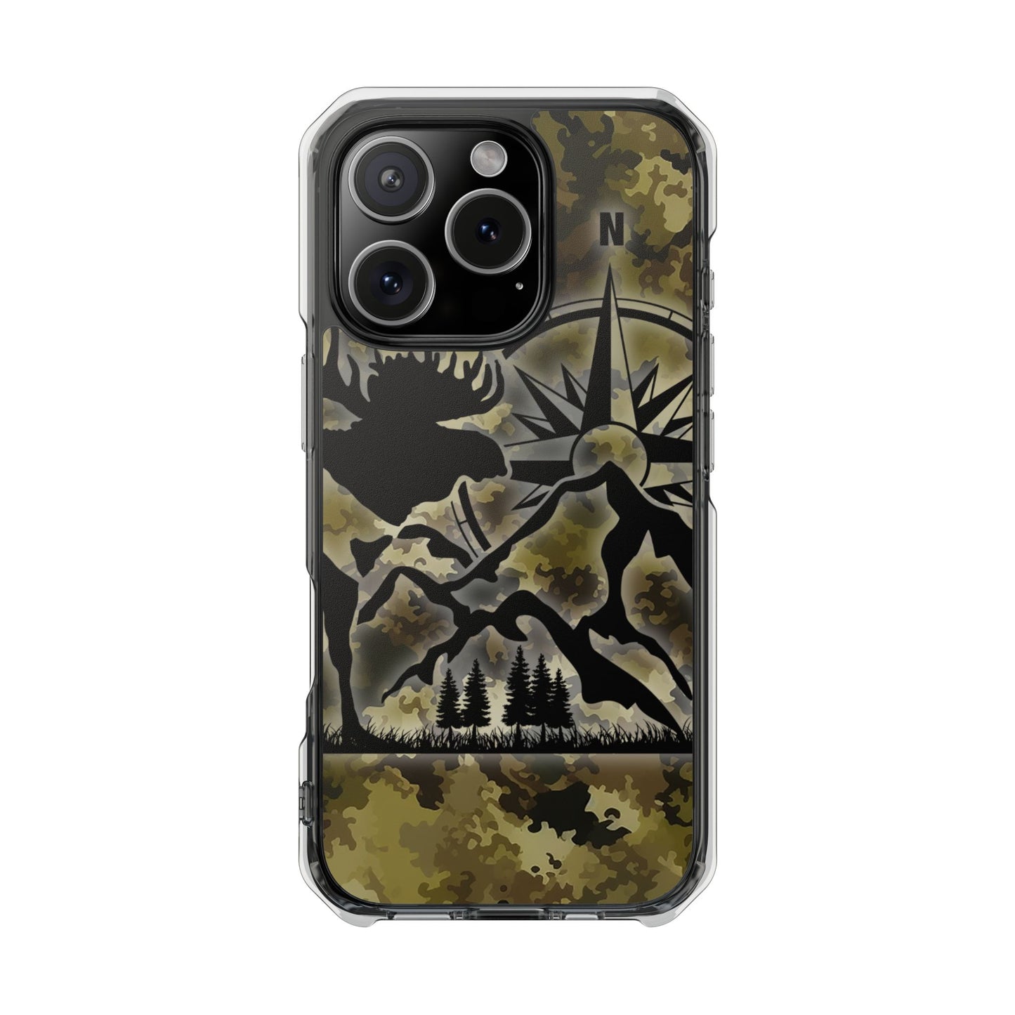 Camo Outdoors Phone Case — Compass & Wildlife Clear Magnetic Impact Case