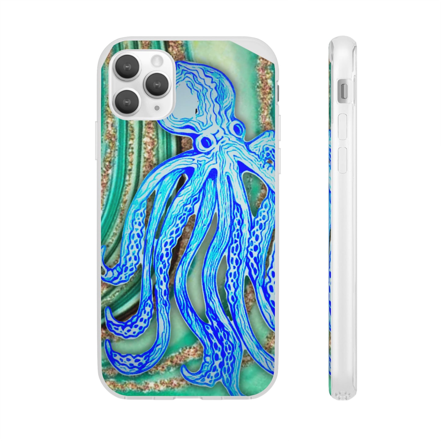 Octopus Seafoam Phone Case — Artistic Blue Octopus Flexible Protective Cover