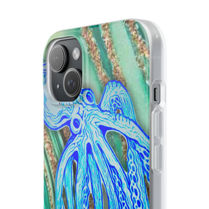 Octopus Seafoam Phone Case — Artistic Blue Octopus Flexible Protective Cover