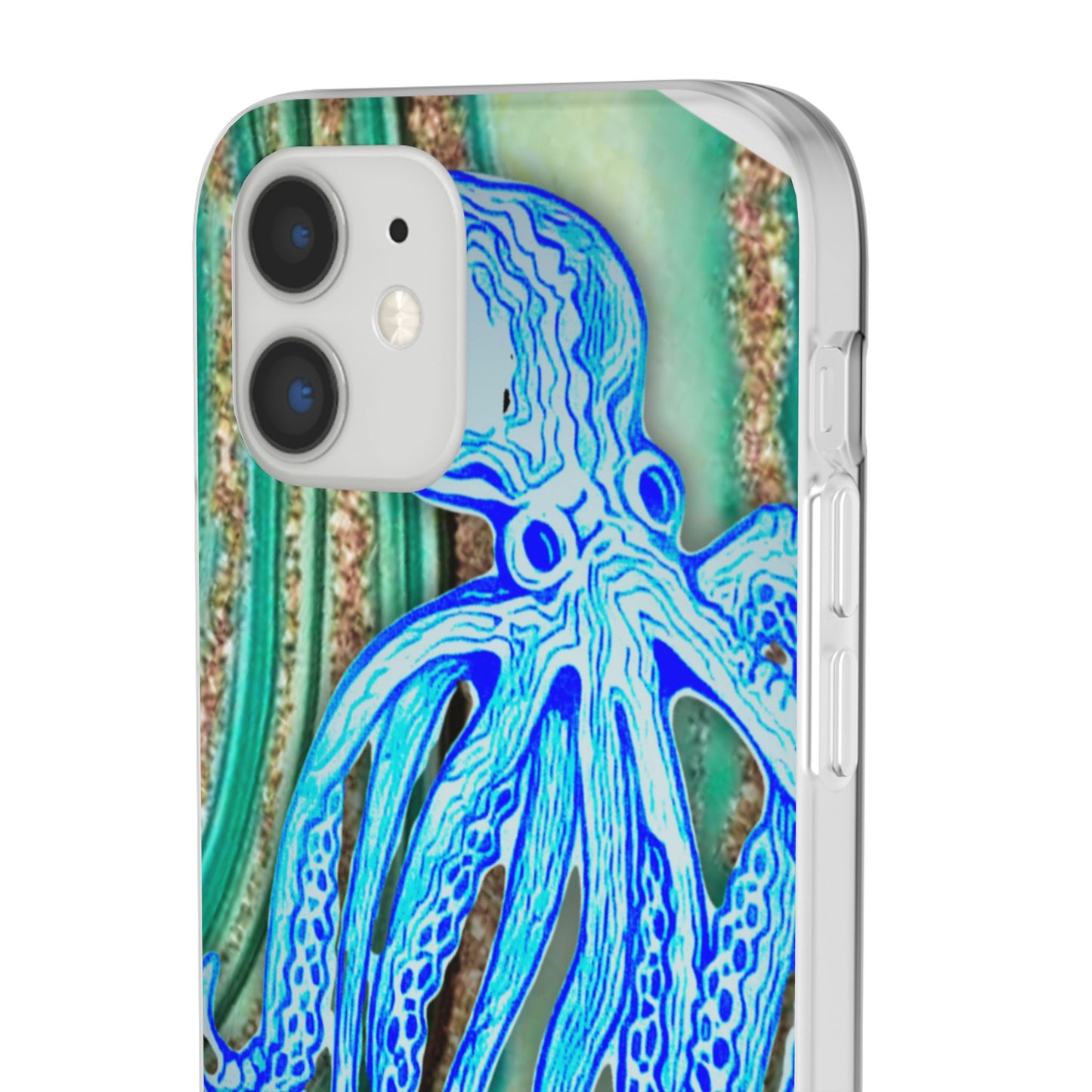 Octopus Seafoam Phone Case — Artistic Blue Octopus Flexible Protective Cover