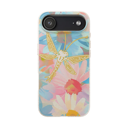 Biodegradable Floral Dragonfly Phone Case – Eco-Friendly Pastel iPhone Cover
