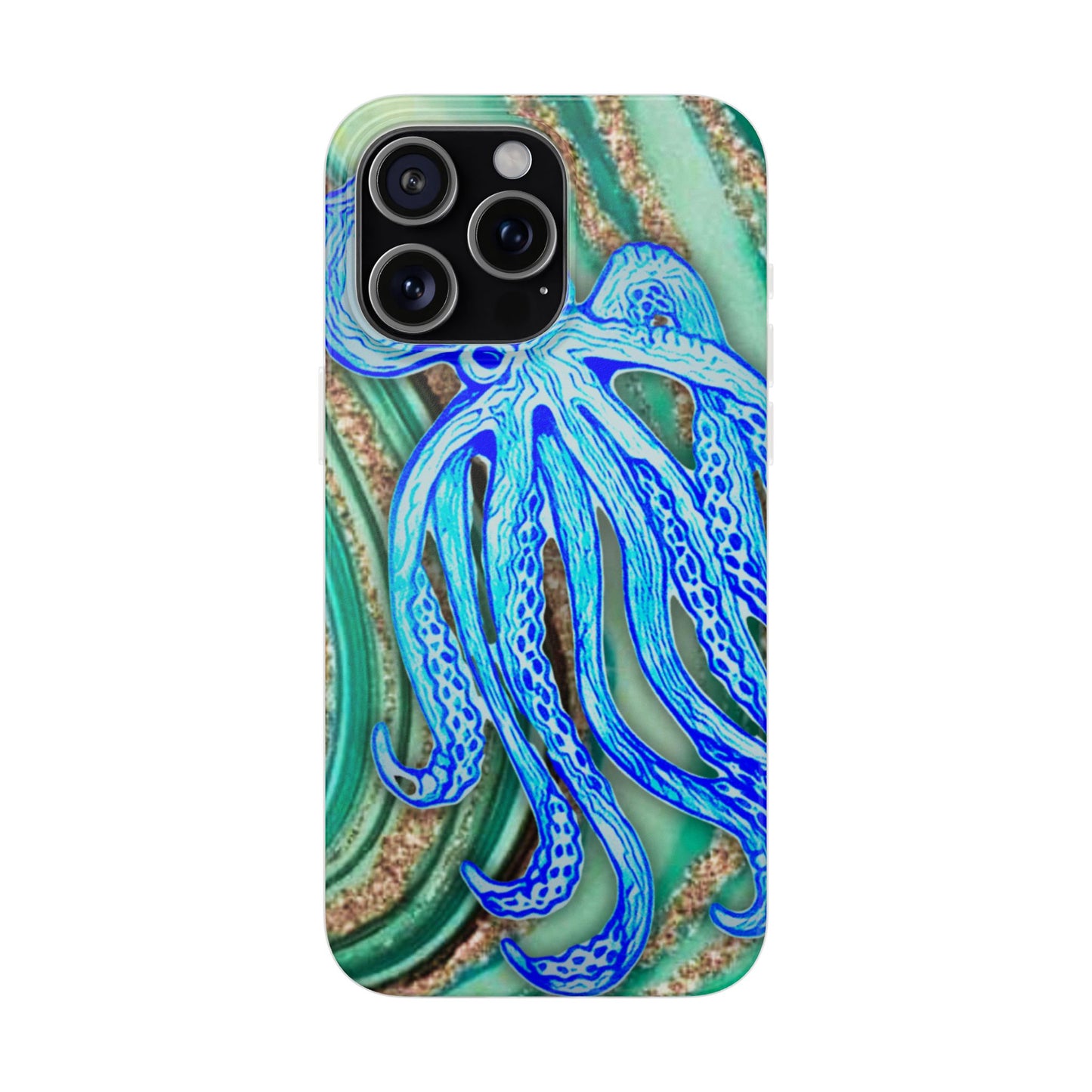 Octopus Seafoam Phone Case — Artistic Blue Octopus Flexible Protective Cover
