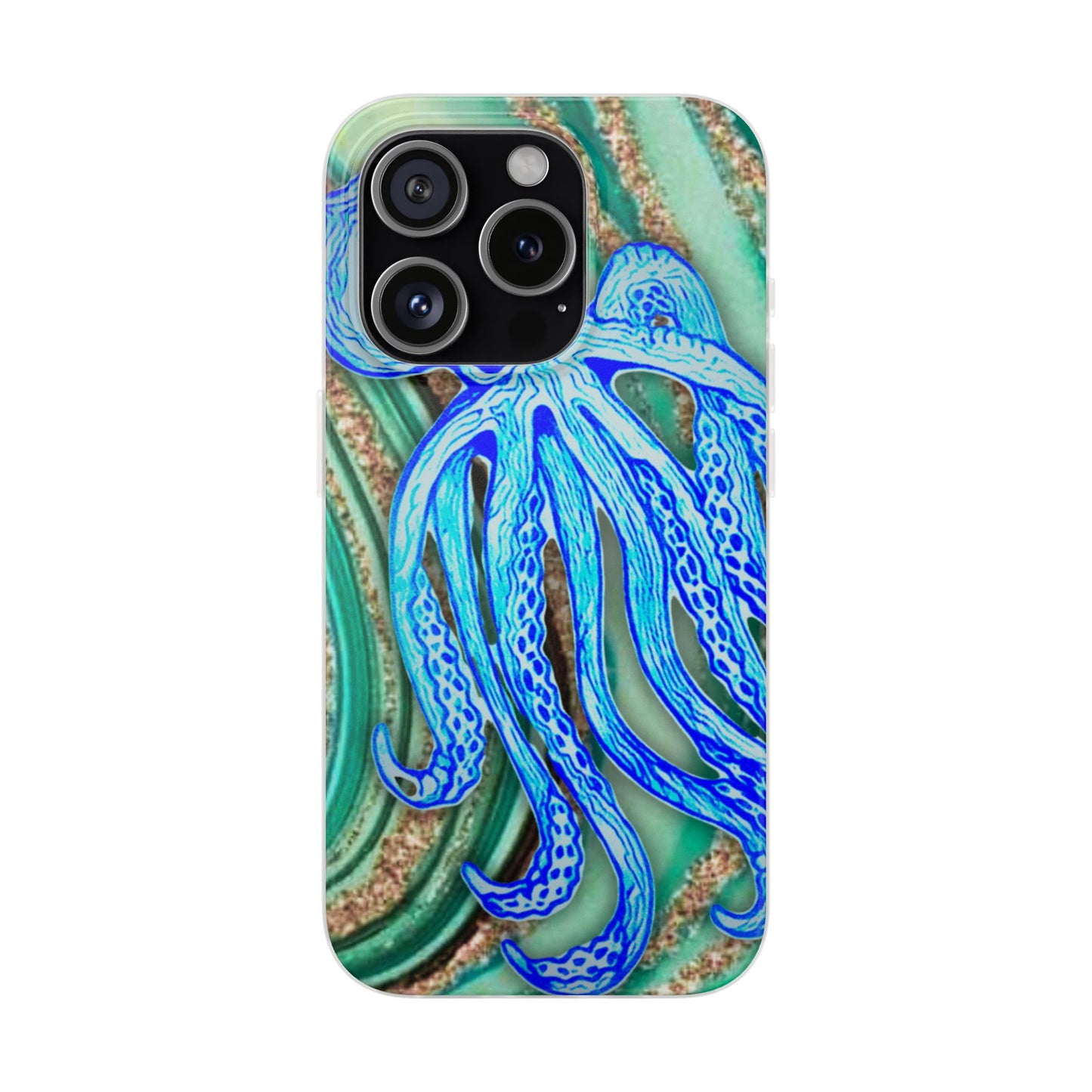 Octopus Seafoam Phone Case — Artistic Blue Octopus Flexible Protective Cover