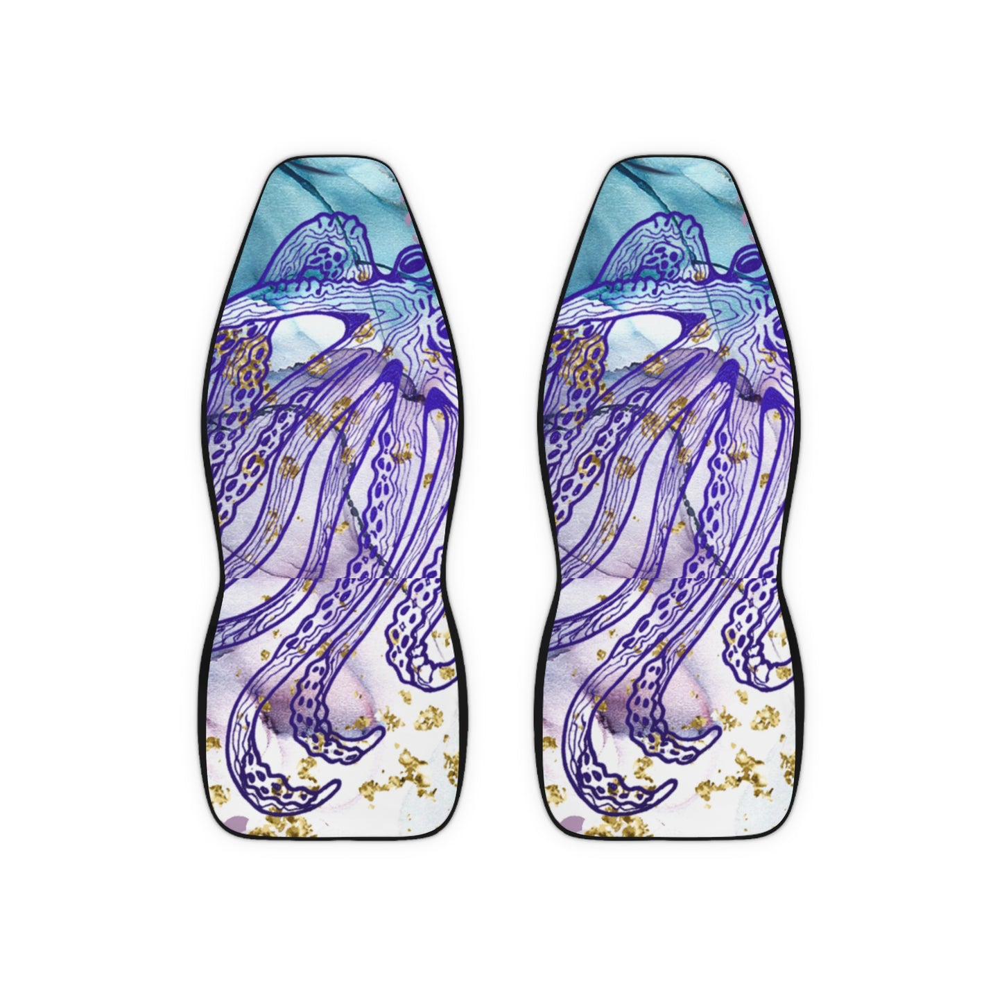 Octopus Art Car Seat Covers — Coastal Marine Purple Blue Seat Protector