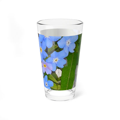 Mixing Glass - Blue Forget-Me-Not Floral Pint Glass (16oz)