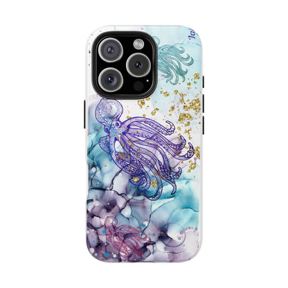 Octopus Art Tough Phone Case — Purple Nautical Sea Creature Design
