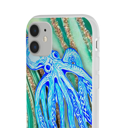 Octopus Seafoam Phone Case — Artistic Blue Octopus Flexible Protective Cover
