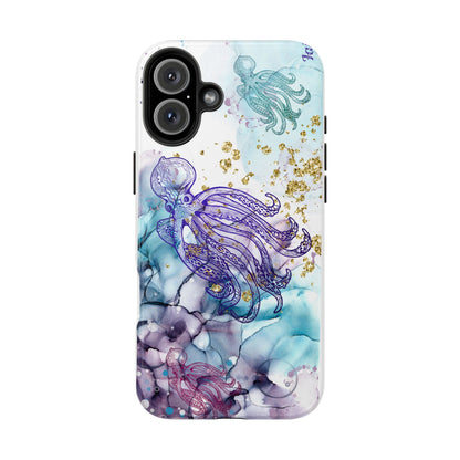 Octopus Art Tough Phone Case — Purple Nautical Sea Creature Design