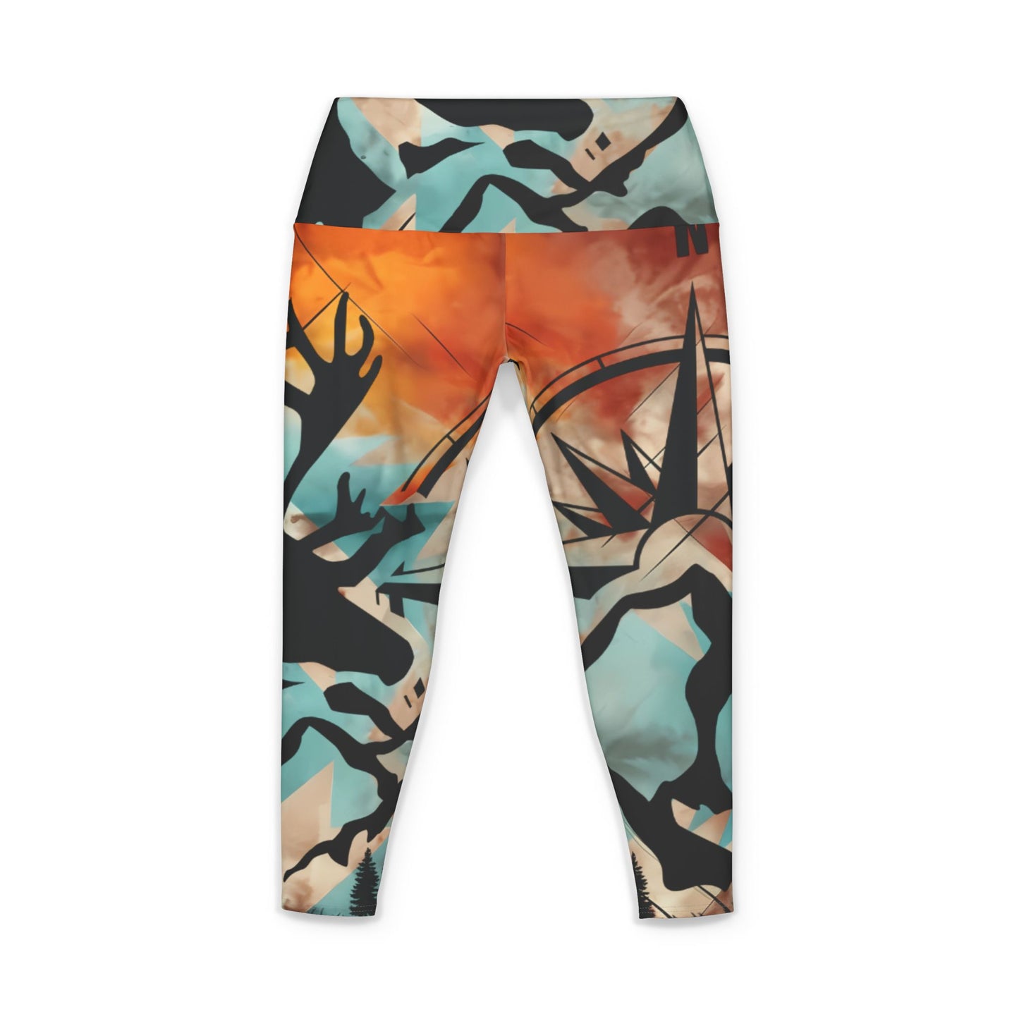 Abstract Sunset Compass Women's Yoga Pants – All-Over-Print Athletic Leggings