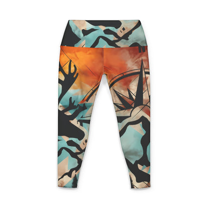 Abstract Sunset Compass Women's Yoga Pants – All-Over-Print Athletic Leggings