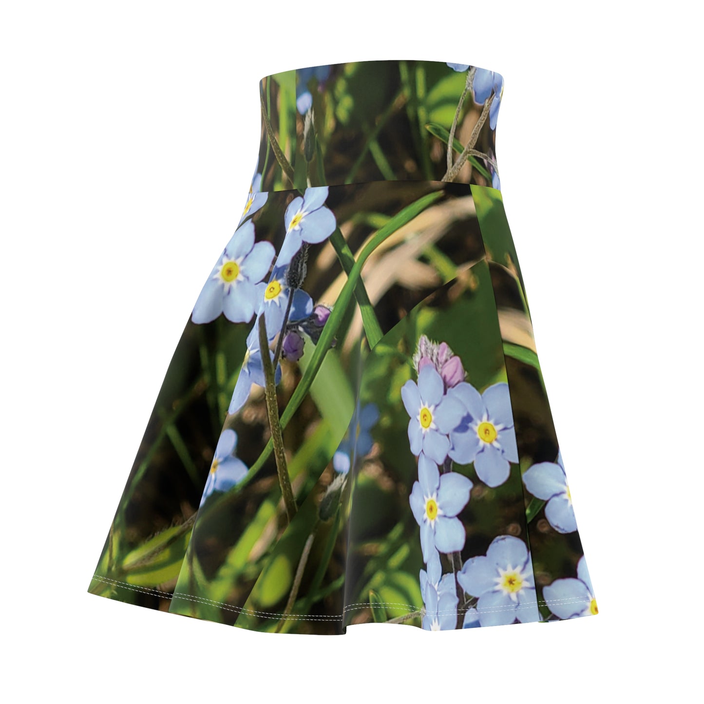 Forget-Me-Not Floral Skater Skirt — Blue Wildflower Print