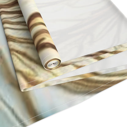 Coastal Marble Table Runner — Teal & Gold Abstract Dining Decor