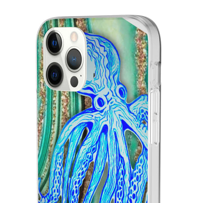 Octopus Seafoam Phone Case — Artistic Blue Octopus Flexible Protective Cover