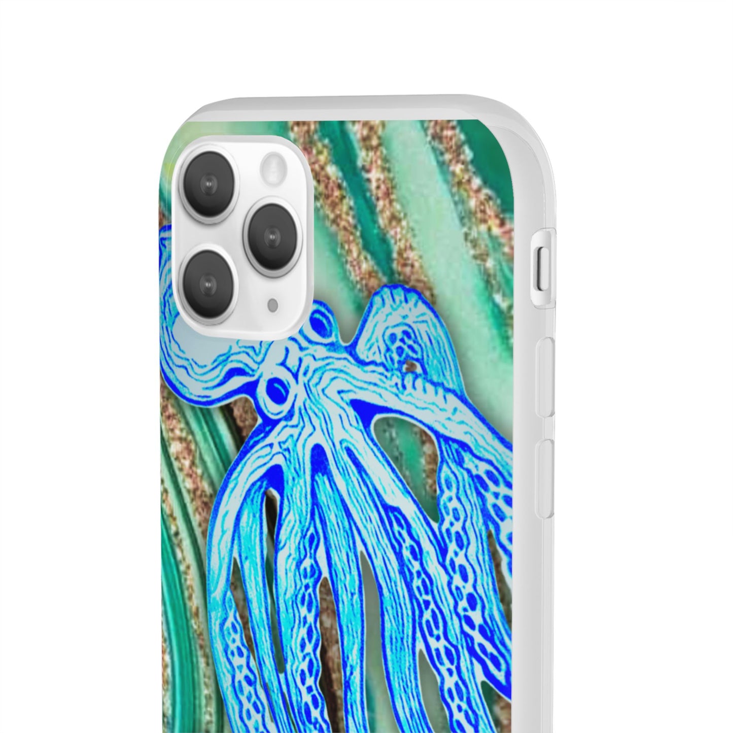 Octopus Seafoam Phone Case — Artistic Blue Octopus Flexible Protective Cover