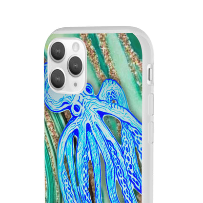 Octopus Seafoam Phone Case — Artistic Blue Octopus Flexible Protective Cover