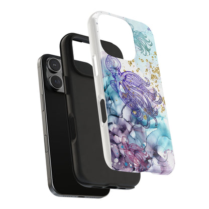 Octopus Art Tough Phone Case — Purple Nautical Sea Creature Design