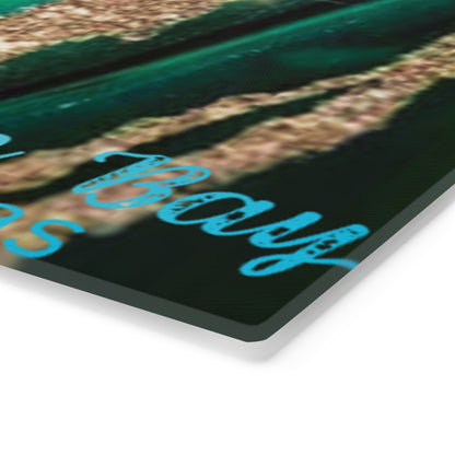 Teal & Gold Agate Glass Cutting Board – Elegant Geode Kitchen Décor