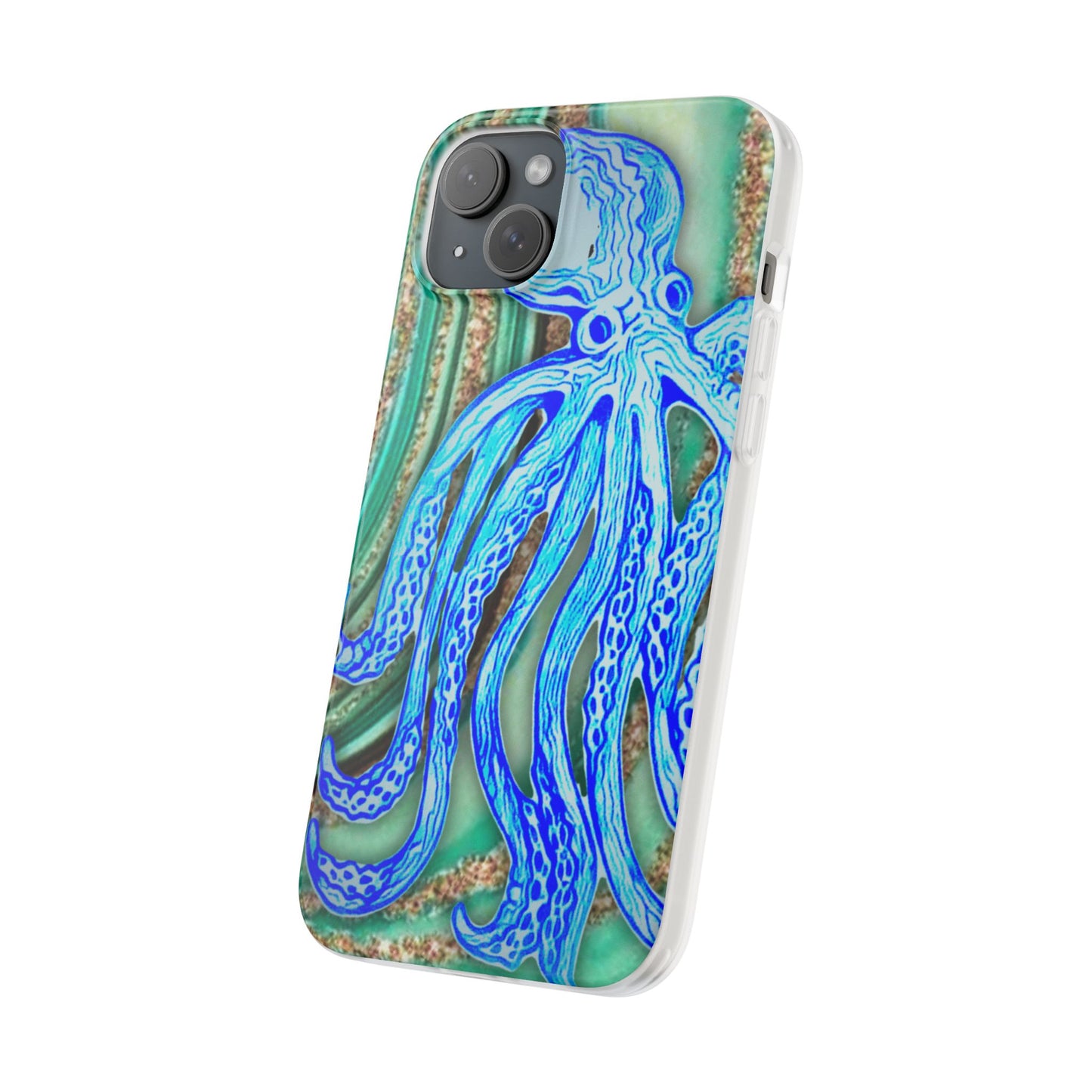Octopus Seafoam Phone Case — Artistic Blue Octopus Flexible Protective Cover