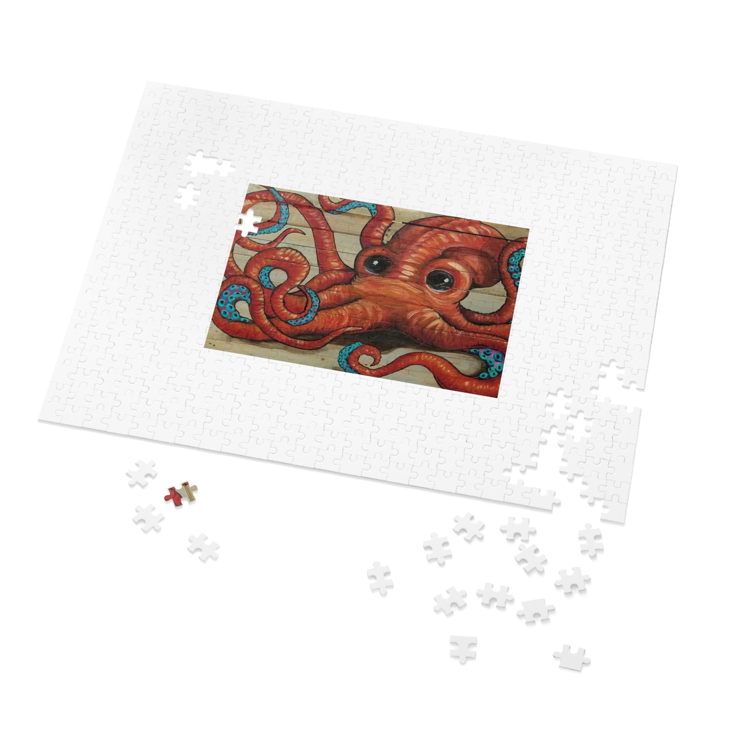 Octopus Art by Betsy McGrew with Casual Canvas Jigsaw Puzzle with Tin — 500-Piece Nautical Puzzle Gift