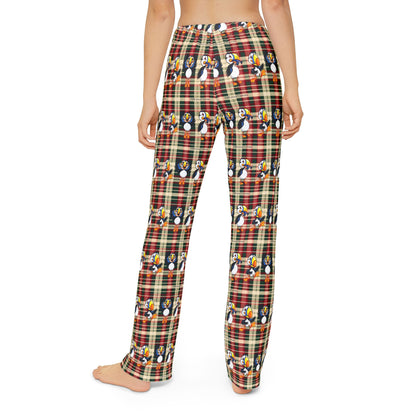 Kids Pajama Pants – Plaid Christmas Puffin Lounge Pants