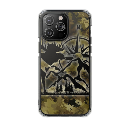 Camo Outdoors Phone Case — Compass & Wildlife Clear Magnetic Impact Case