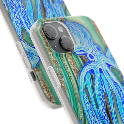 Octopus Seafoam Phone Case — Artistic Blue Octopus Flexible Protective Cover