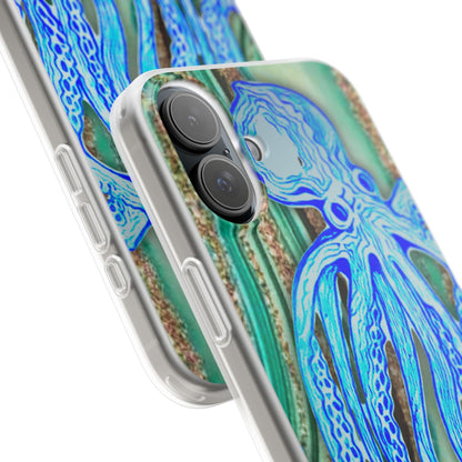 Octopus Seafoam Phone Case — Artistic Blue Octopus Flexible Protective Cover