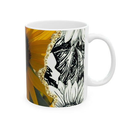 Sunflower Ceramic Mug — 11oz & 15oz Floral Coffee Tea Cup