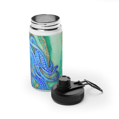 Blue Octopus Stainless Steel Water Bottle — Teal Ocean Art Sports Bottle