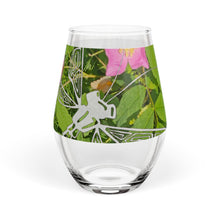 Stemless Wine Glass with Dragonfly & Pink Flower Nature Design — 11.75 oz