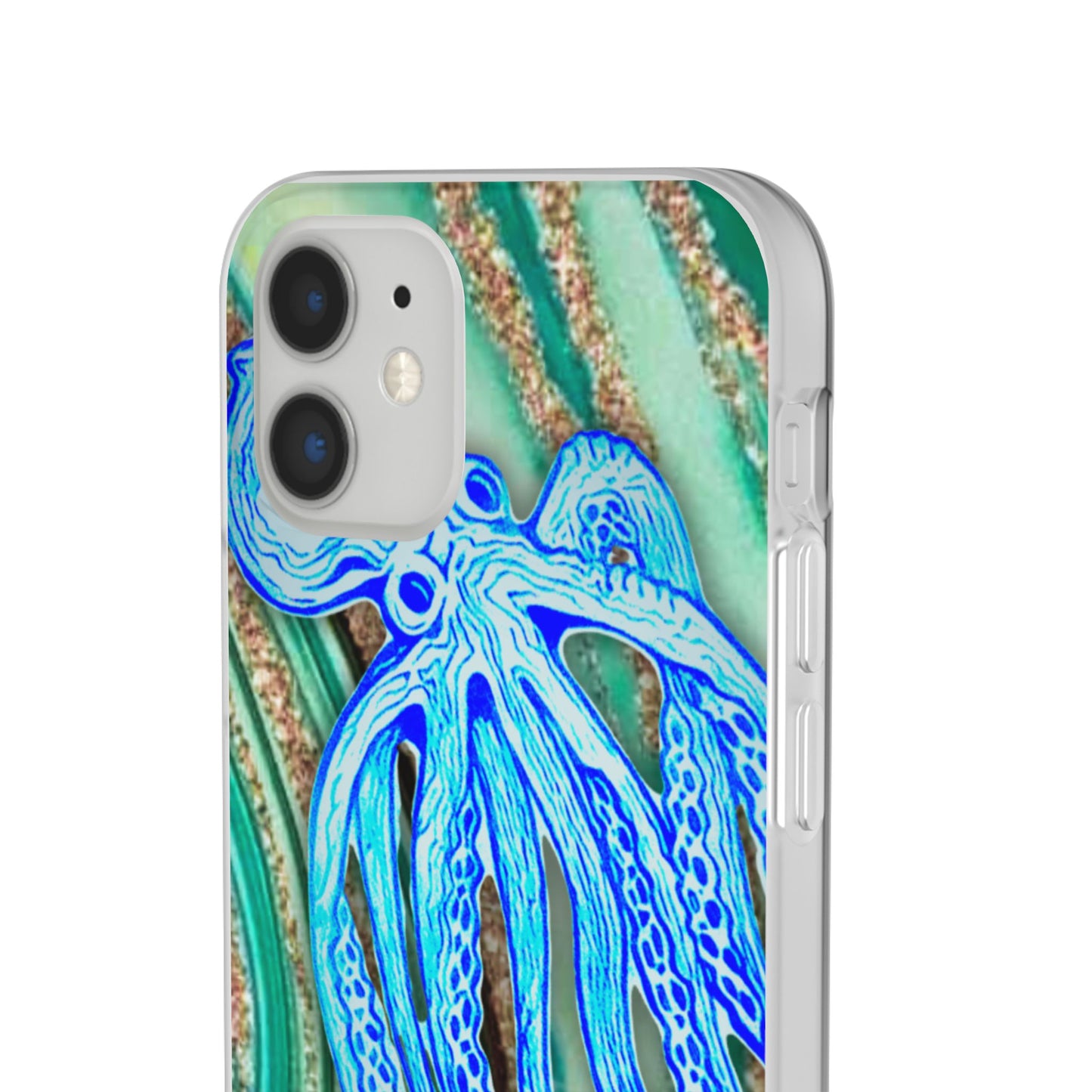 Octopus Seafoam Phone Case — Artistic Blue Octopus Flexible Protective Cover