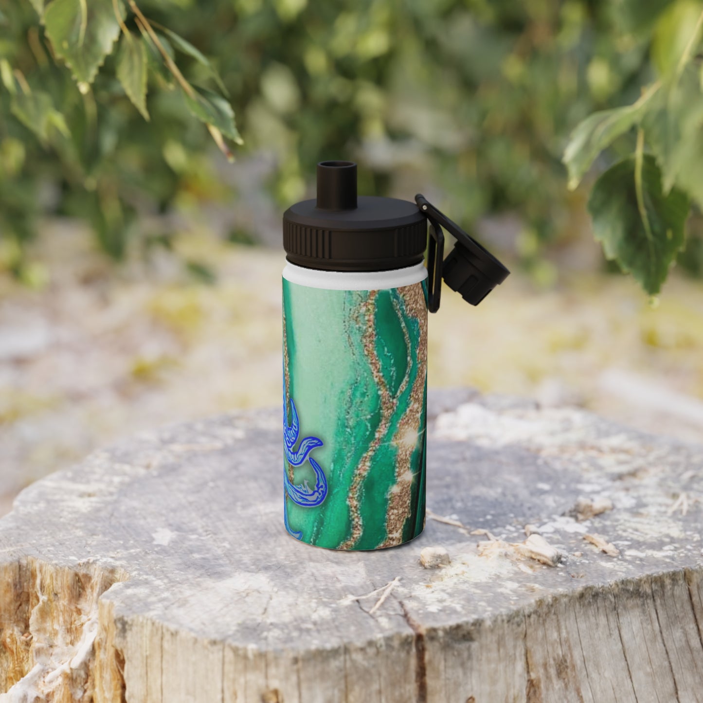Blue Octopus Stainless Steel Water Bottle — Teal Ocean Art Sports Bottle