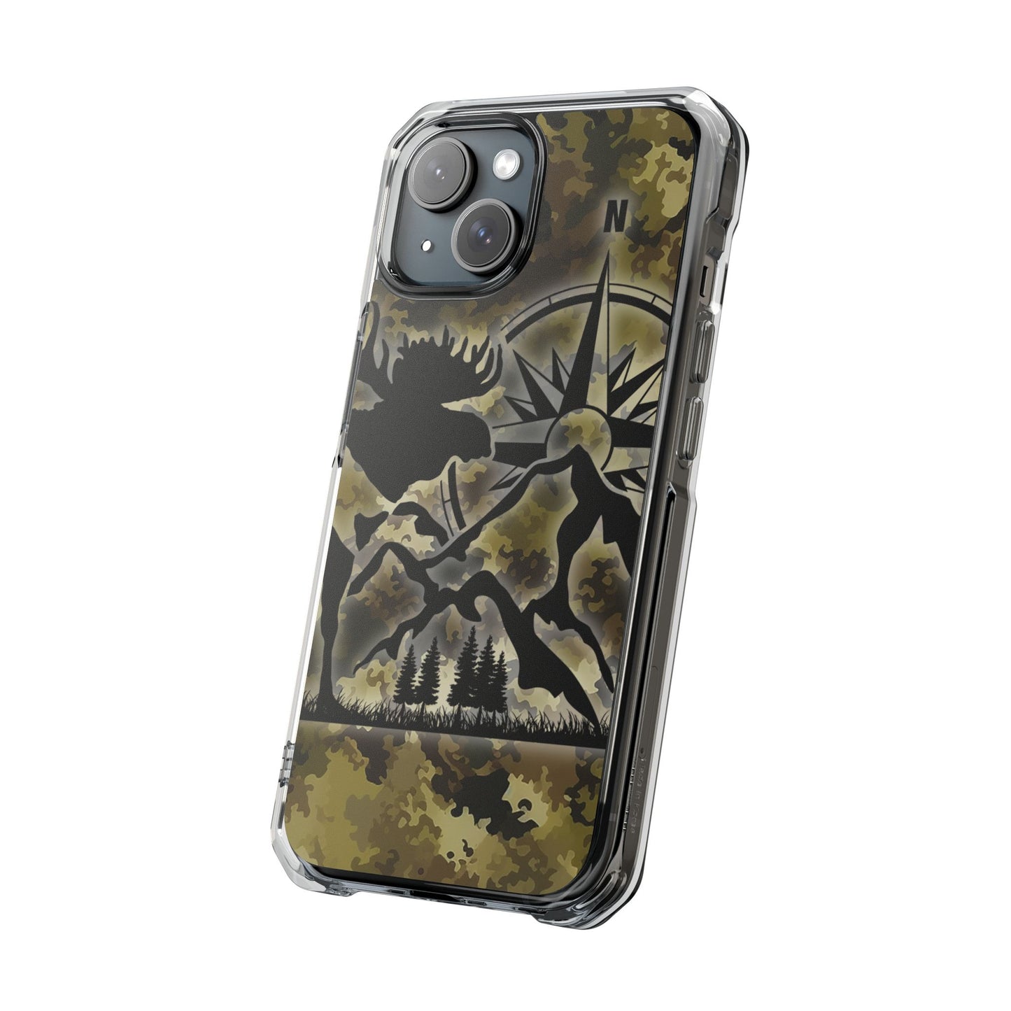 Camo Outdoors Phone Case — Compass & Wildlife Clear Magnetic Impact Case