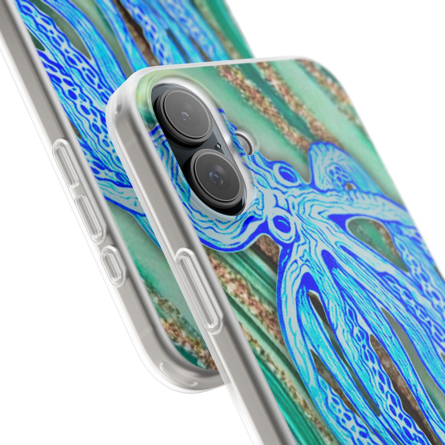 Octopus Seafoam Phone Case — Artistic Blue Octopus Flexible Protective Cover