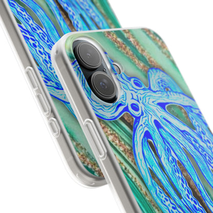 Octopus Seafoam Phone Case — Artistic Blue Octopus Flexible Protective Cover
