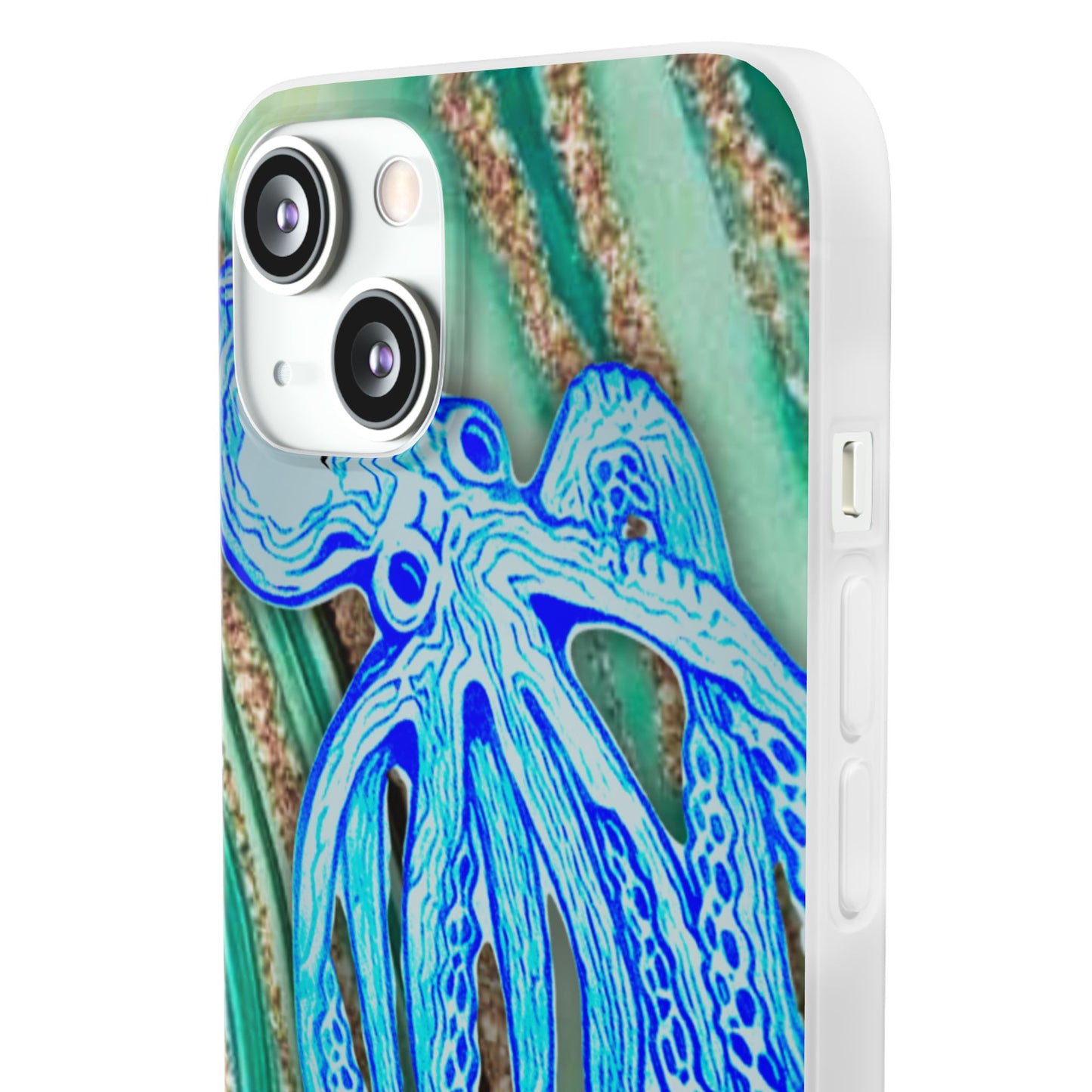 Octopus Seafoam Phone Case — Artistic Blue Octopus Flexible Protective Cover