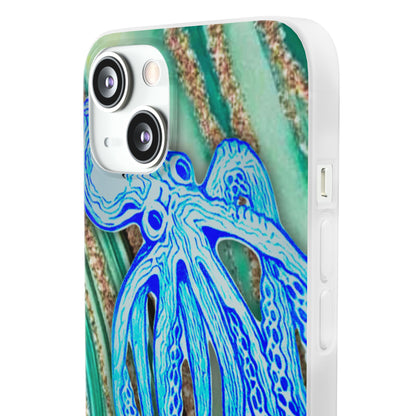Octopus Seafoam Phone Case — Artistic Blue Octopus Flexible Protective Cover