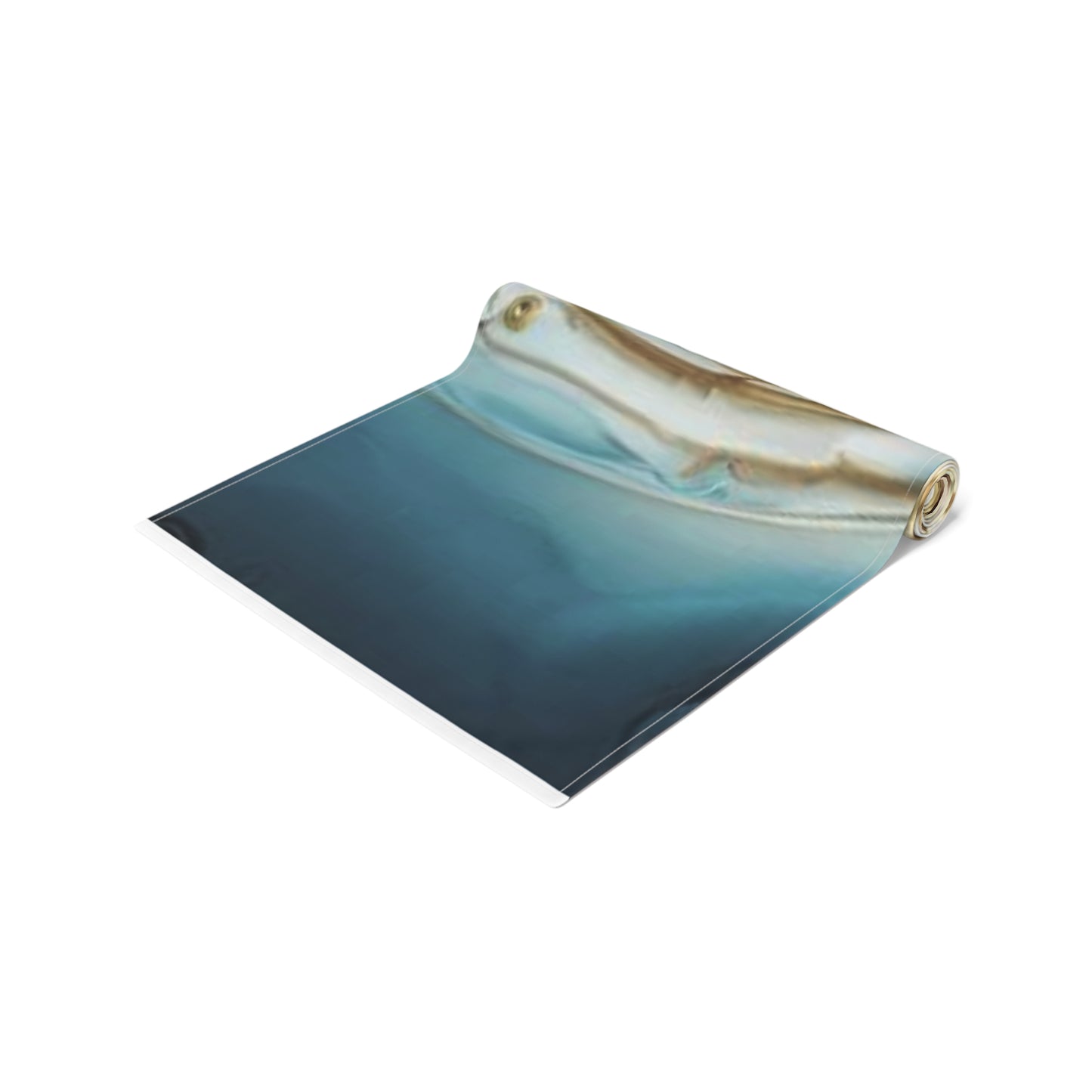 Coastal Marble Table Runner — Teal & Gold Abstract Dining Decor