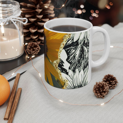 Sunflower Ceramic Mug — 11oz & 15oz Floral Coffee Tea Cup
